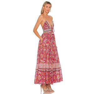 FREE PEOPLE Real Love Maxi Dress S Meadow Halter Flowy Boho Tassels Cotton